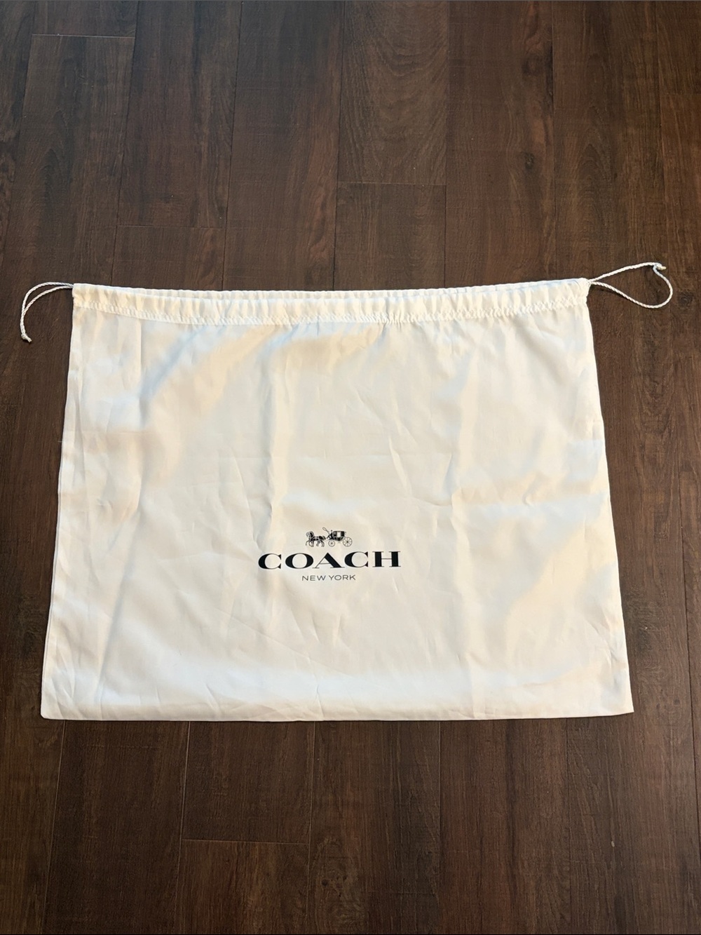 Coach White Drawstring Logo Dust Sack
